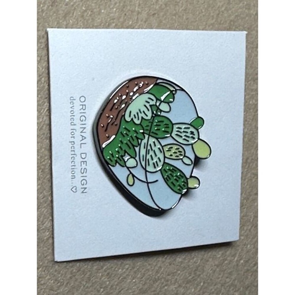 Original Design Prickly Pear Cactus Enamel Pin Colorful Plant Lapel Pin New
